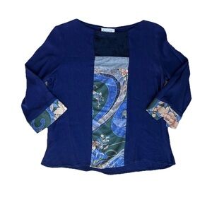 Vintage Lauren M Petites Women’s Blouse Top S Artsy Boho Eclectic Global Ethnic